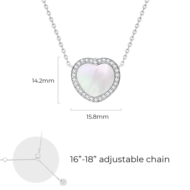 LoveCharmed's Smart Memory Heart Necklace (18ct White Gold Plated Silver & Mother of Pearl)