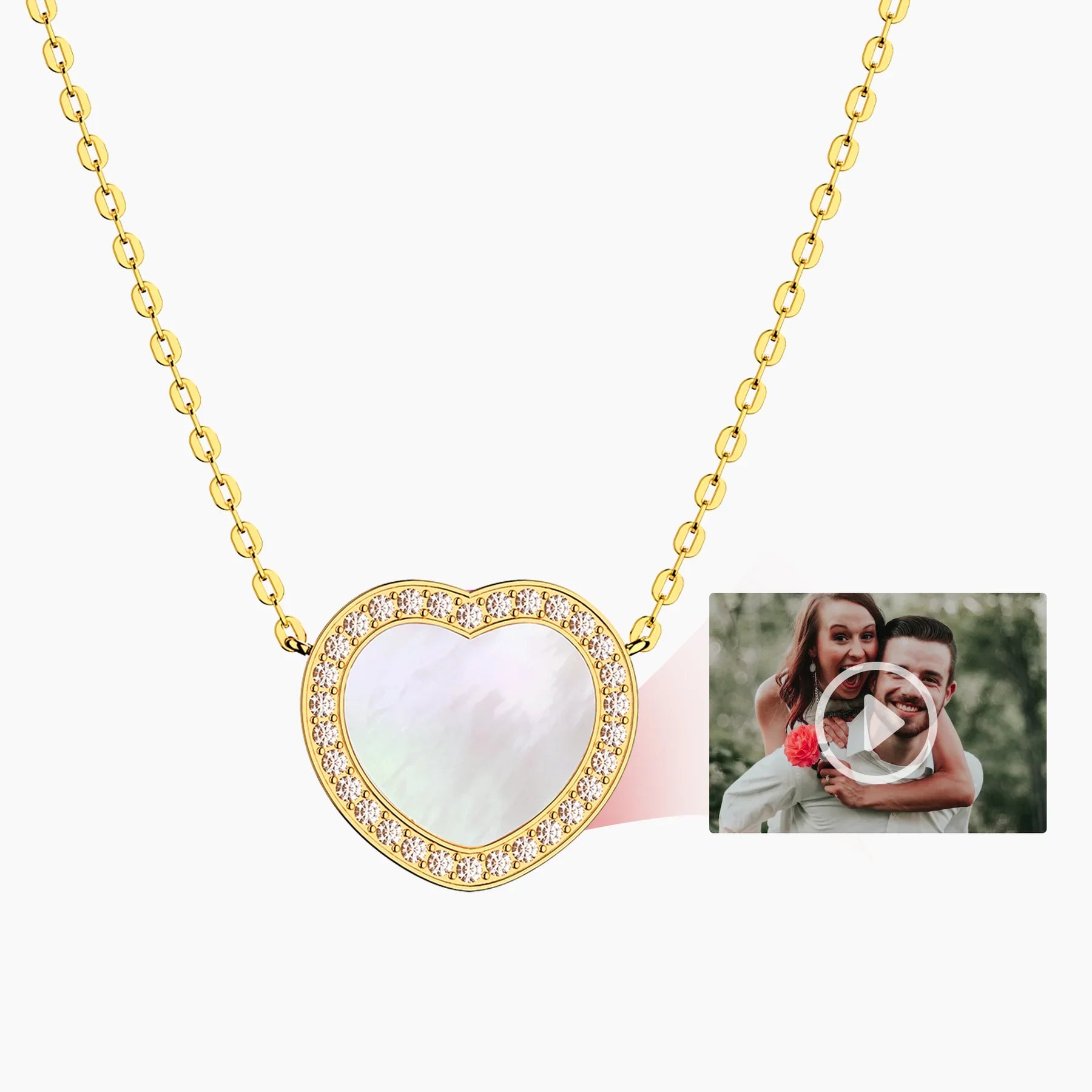 LoveCharmed's Smart Memory Heart Necklace (18ct Gold Plated Silver & Mother of Pearl)